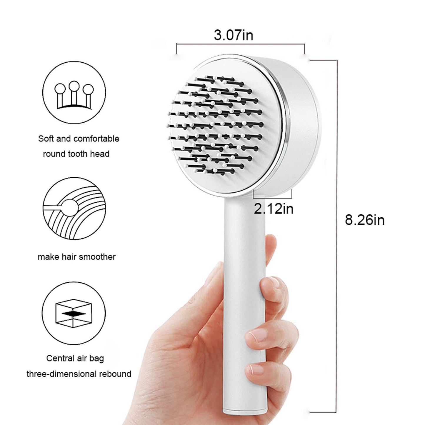 Round Self-cleaning Hairbrush